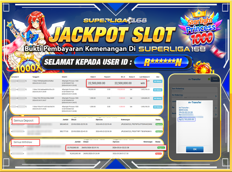 SUPERLIGA168 JACKPOT STARLIGHT PRINCESS 1000 Rp.23,783,000LUNAS